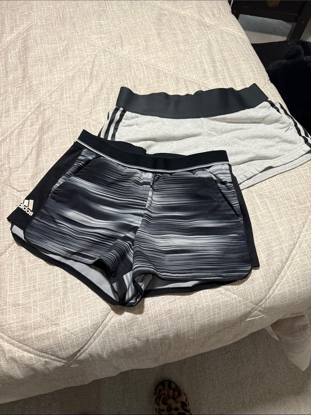 adidas Women’s Black & Gray Striped Training Shorts Duo